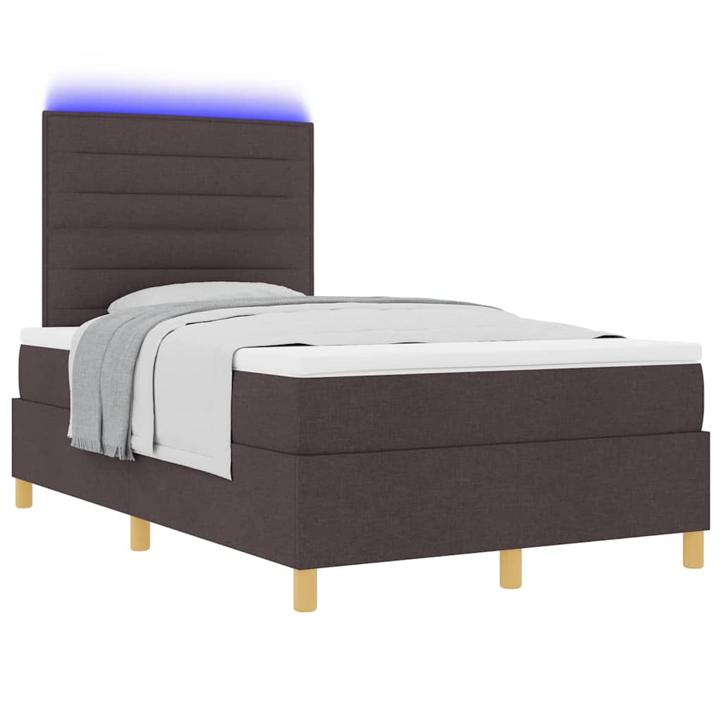 LED Box Spring Krevet Tamno smeđa 120 x 190 cm tkanina