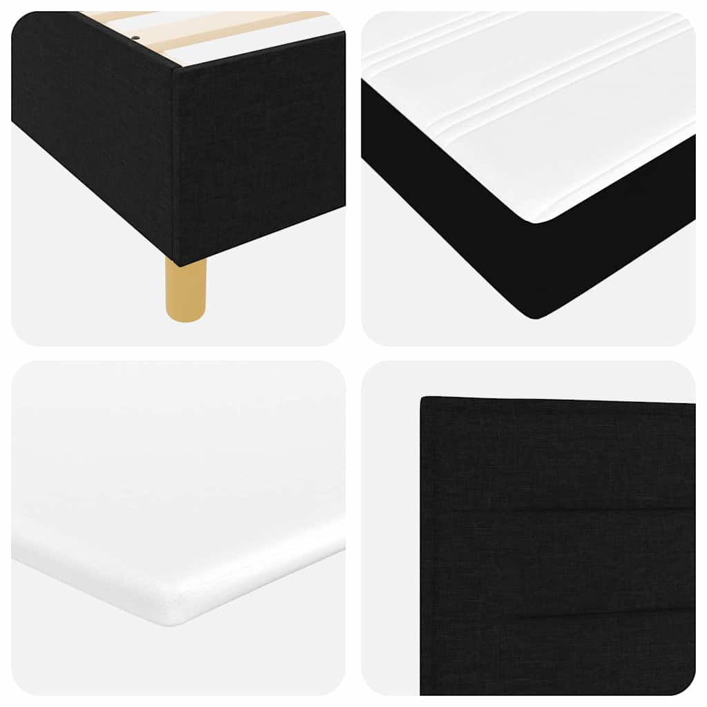 LED Box Spring Krevet s madracem Crna 120 x 200 cm tkanina