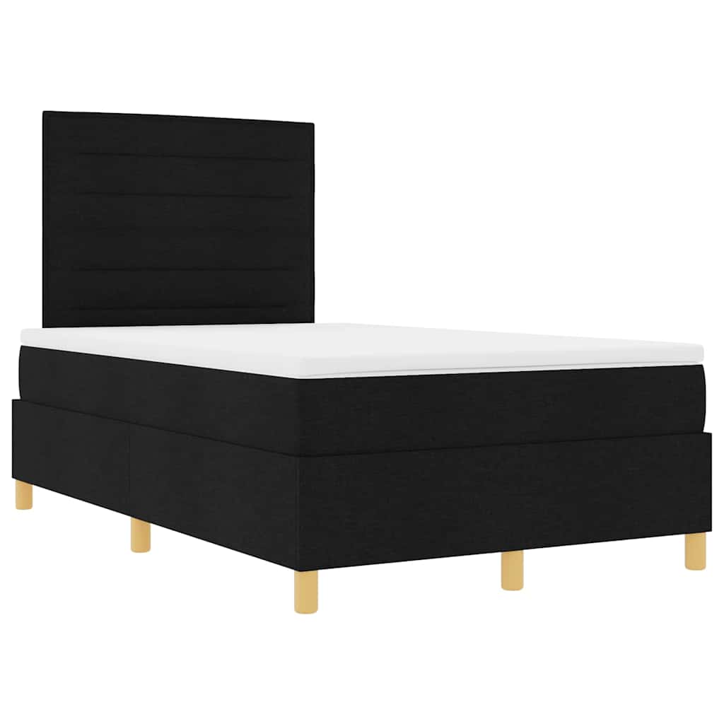 LED Box Spring Krevet s madracem Crna 120 x 200 cm tkanina