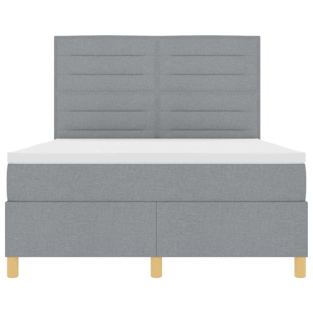 LED Box Spring Krevet Svijetlo siva 140 x 200 cm tkanina
