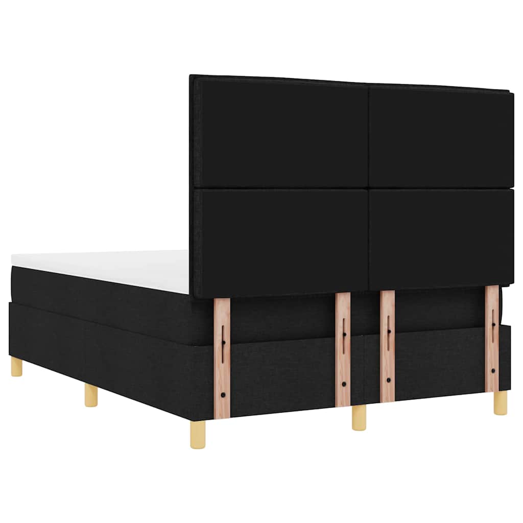LED Box Spring Krevet s madracem Crna 140 x 200 cm tkanina
