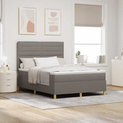 LED Box Spring Krevet Sivo-smeđa 140 x 200 cm tkanina