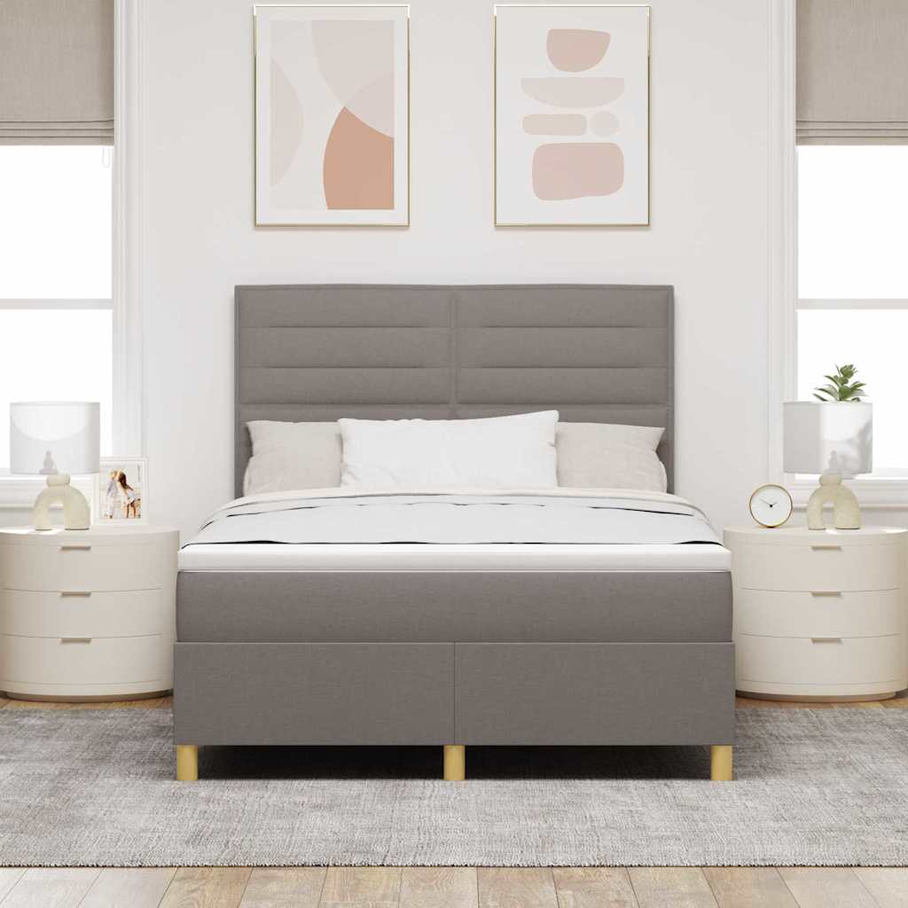 LED Box Spring Krevet Sivo-smeđa 140 x 200 cm tkanina