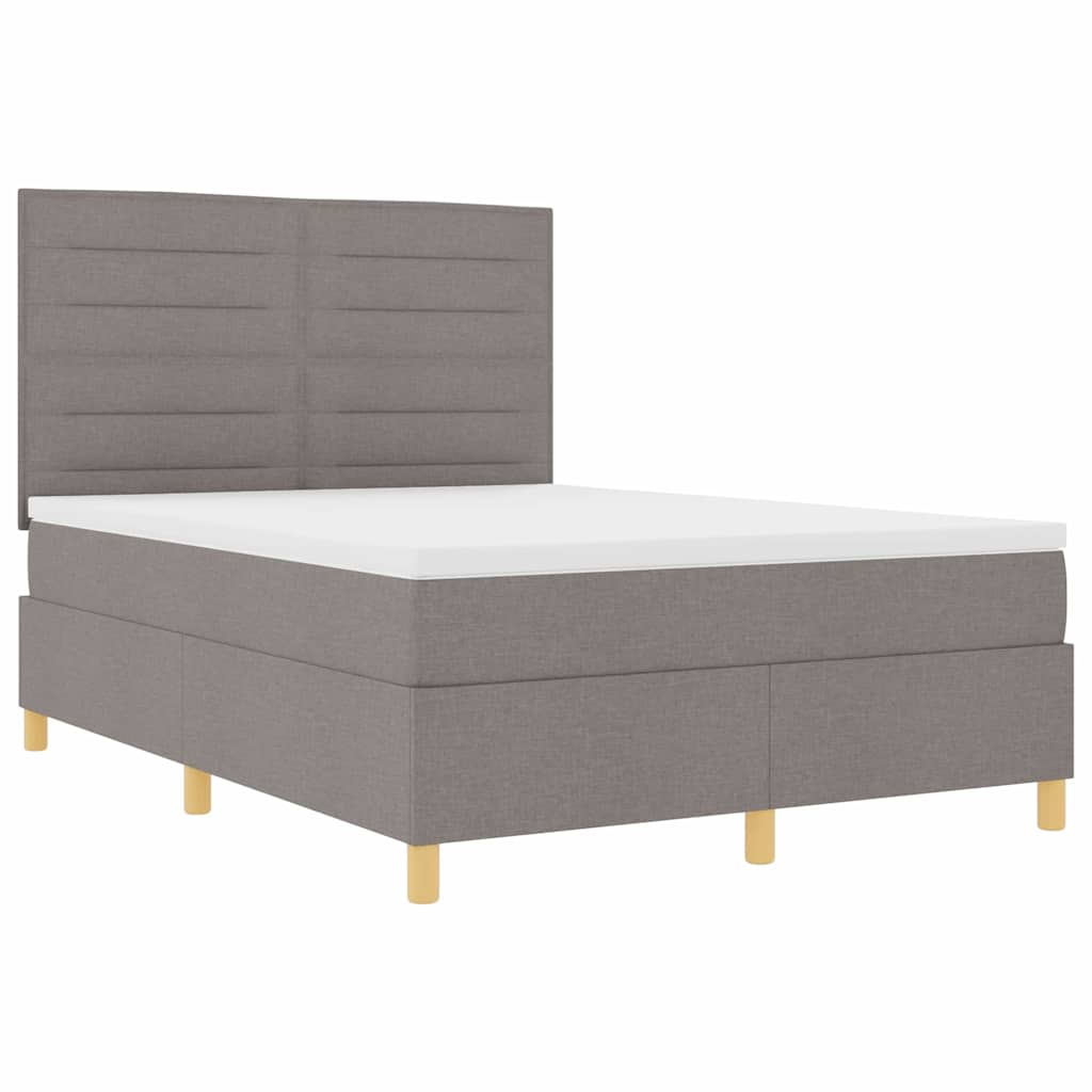 LED Box Spring Krevet Sivo-smeđa 140 x 200 cm tkanina