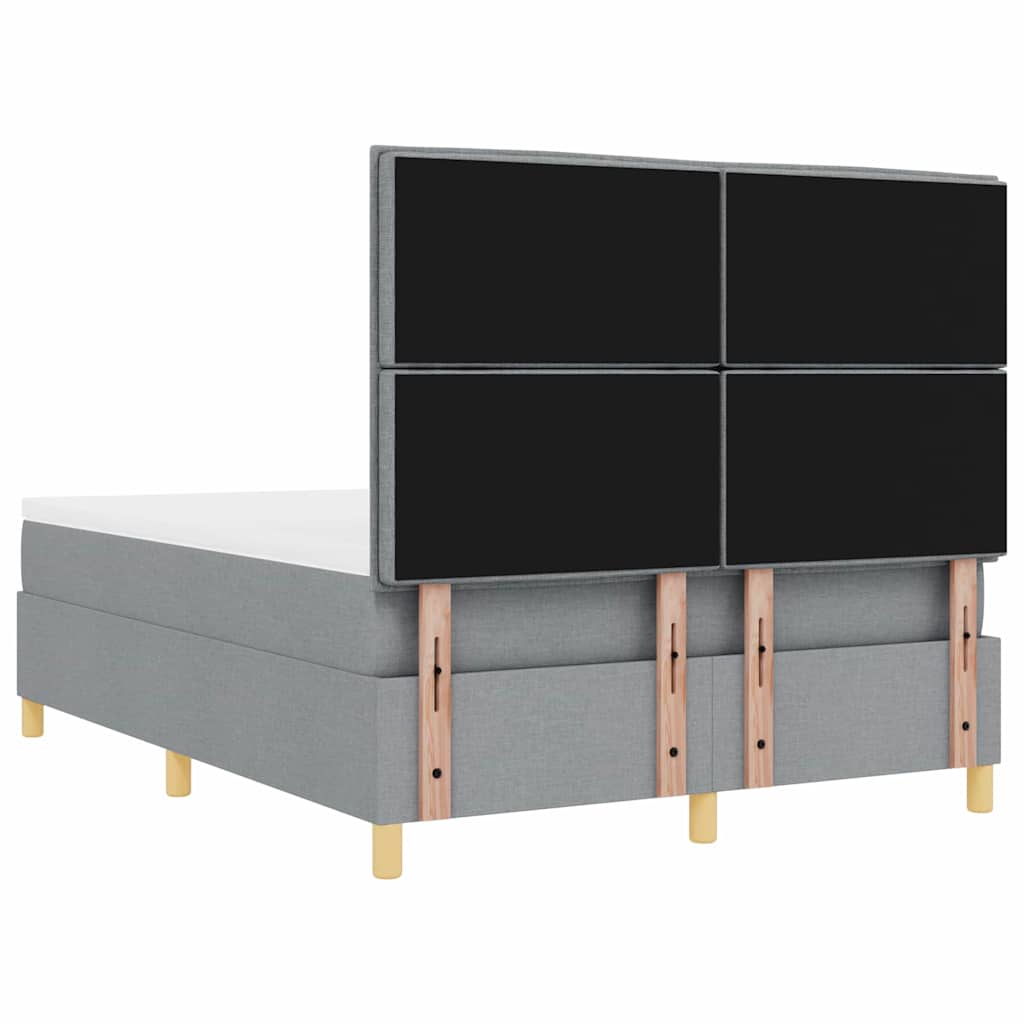 LED Box Spring Krevet Svijetlo siva 160 x 200 cm tkanina