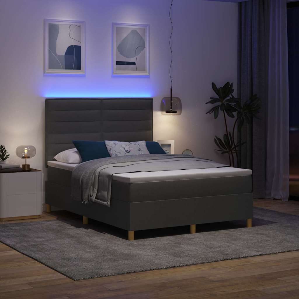 LED Box Spring Krevet Tamno siva 160 x 200 cm tkanina