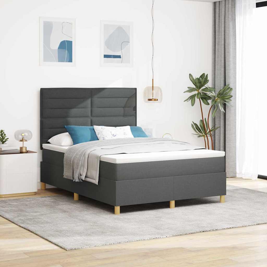 LED Box Spring Krevet Tamno siva 160 x 200 cm tkanina