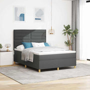 LED Box Spring Krevet Tamno siva 160 x 200 cm tkanina