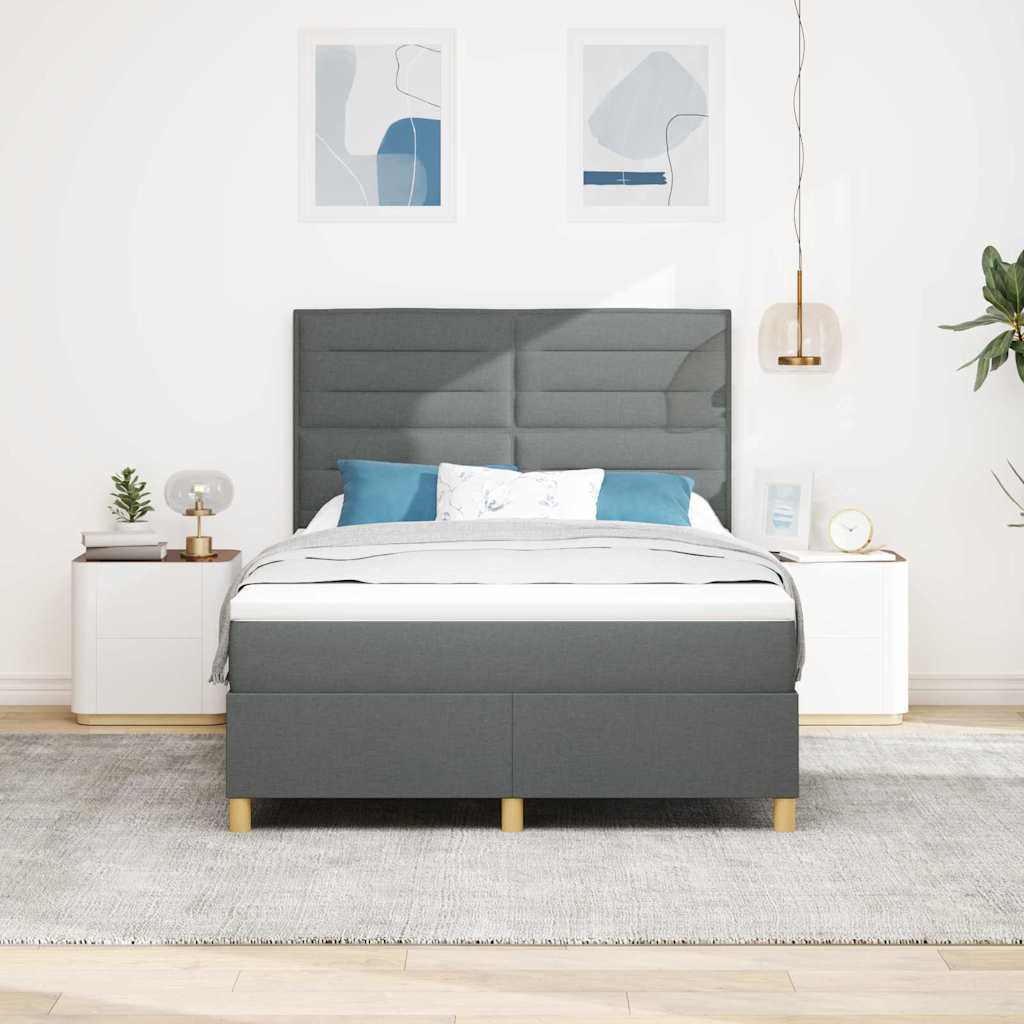 LED Box Spring Krevet Tamno siva 160 x 200 cm tkanina