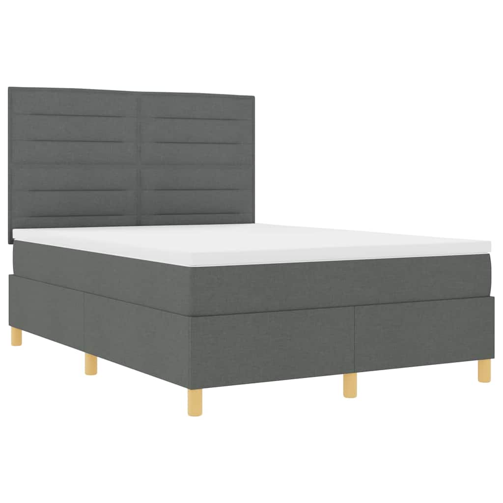 LED Box Spring Krevet Tamno siva 160 x 200 cm tkanina