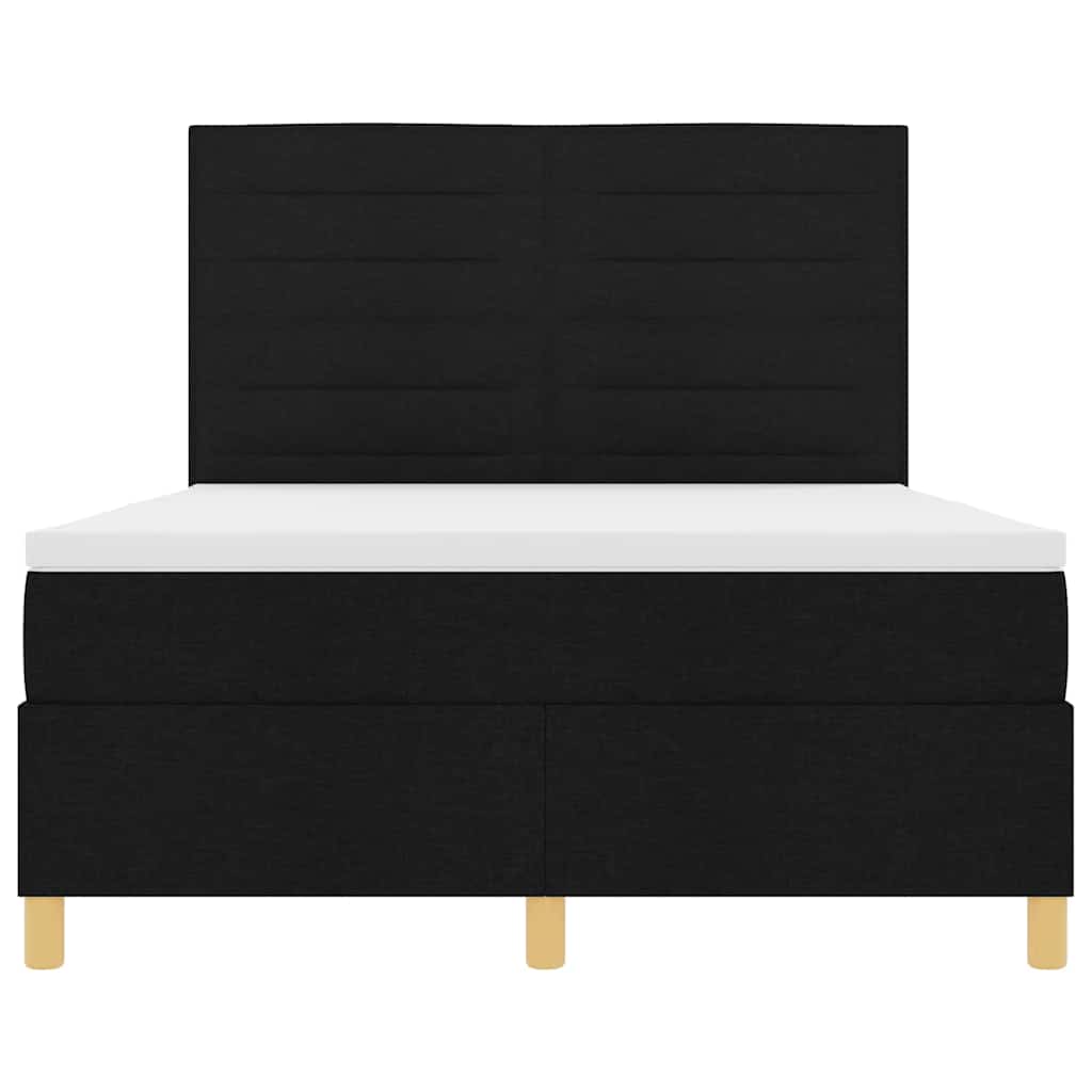 LED Box Spring Krevet s madracem Crna 160 x 200 cm tkanina