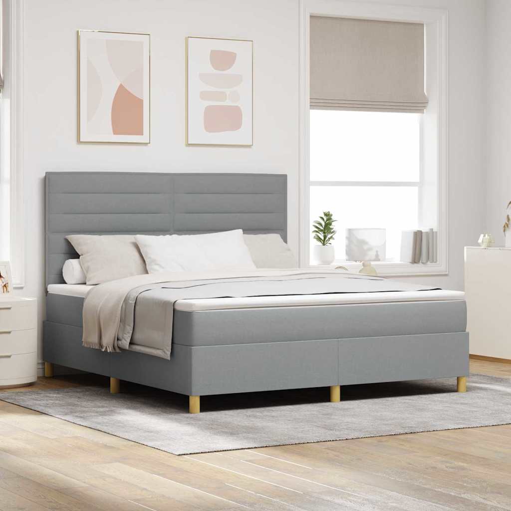 LED Box Spring Krevet Svijetlo siva 180 x 200 cm tkanina