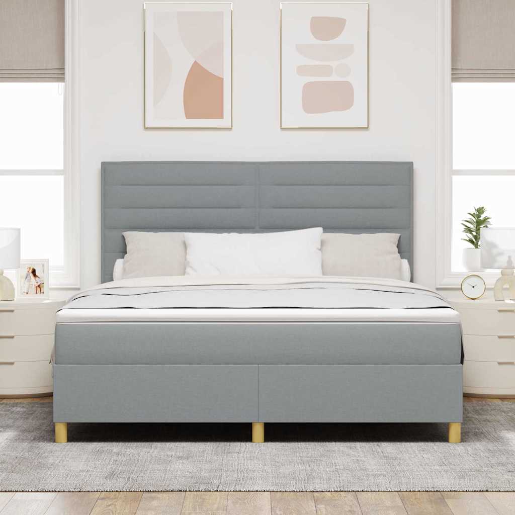 LED Box Spring Krevet Svijetlo siva 180 x 200 cm tkanina