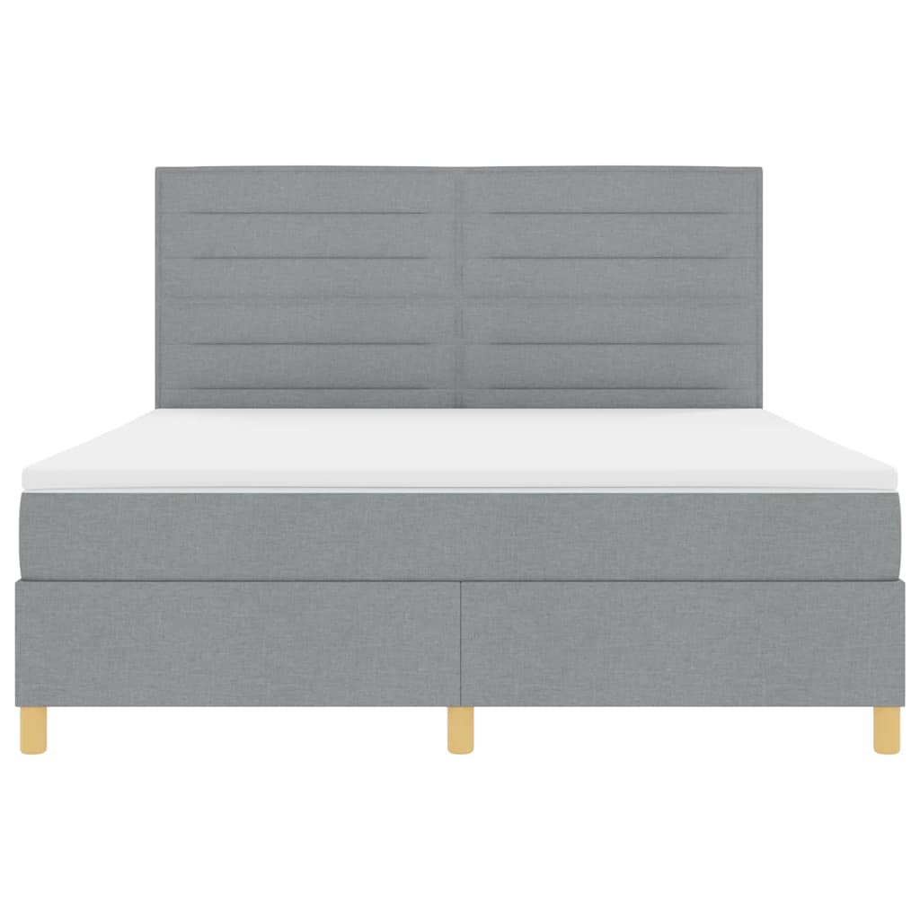 LED Box Spring Krevet Svijetlo siva 180 x 200 cm tkanina
