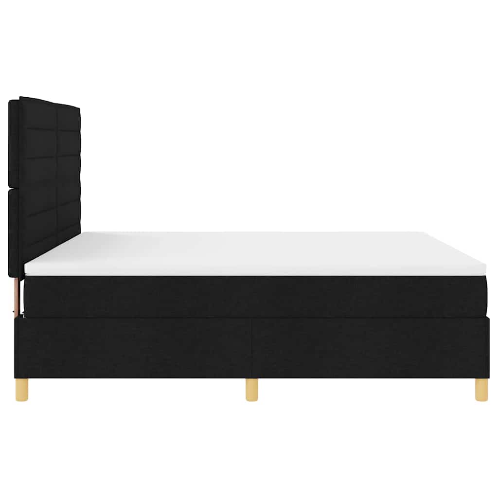 LED Box Spring Krevet s madracem Crna 180 x 200 cm tkanina