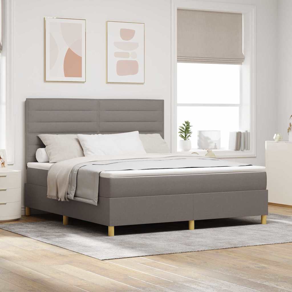LED Box Spring Krevet Sivo-smeđa 180 x 200 cm tkanina