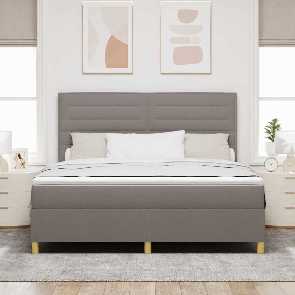 LED Box Spring Krevet Sivo-smeđa 180 x 200 cm tkanina