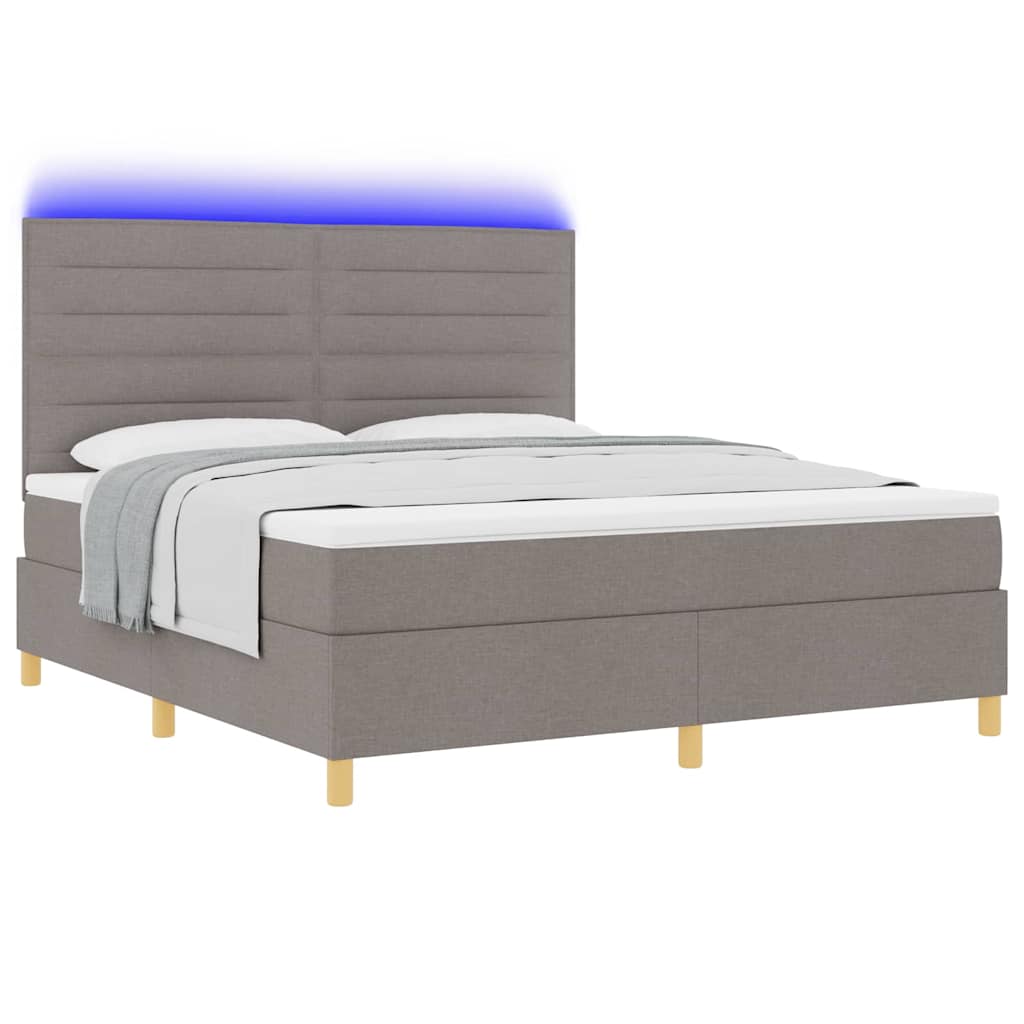 LED Box Spring Krevet Sivo-smeđa 180 x 200 cm tkanina