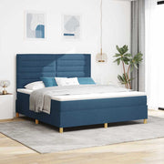 LED Box Spring Krevet s madracem Plava 180 x 200 cm tkanina