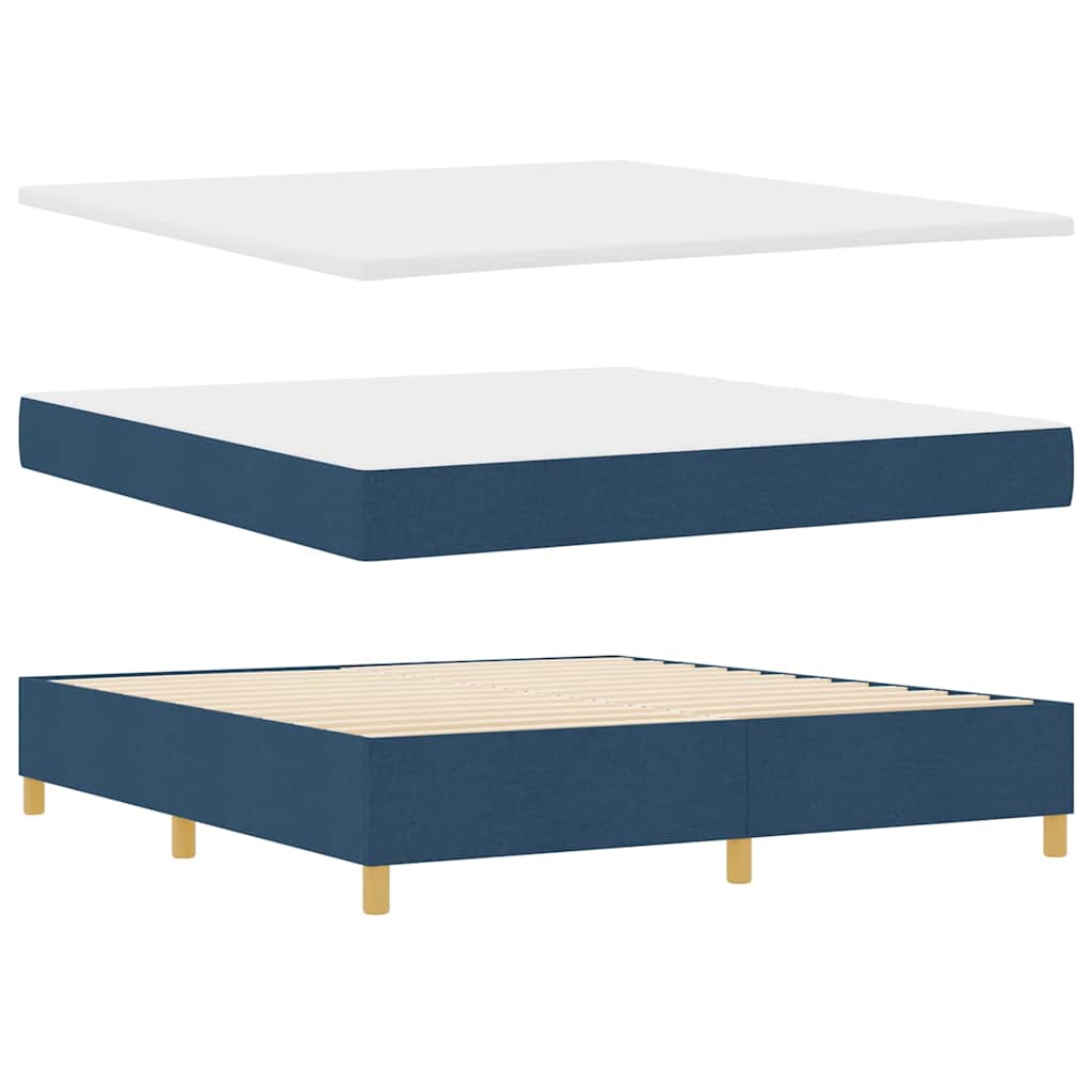 LED Box Spring Krevet s madracem Plava 180 x 200 cm tkanina