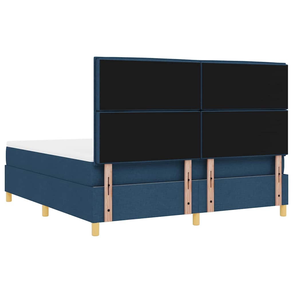 LED Box Spring Krevet s madracem Plava 180 x 200 cm tkanina