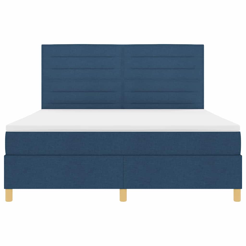 LED Box Spring Krevet s madracem Plava 180 x 200 cm tkanina