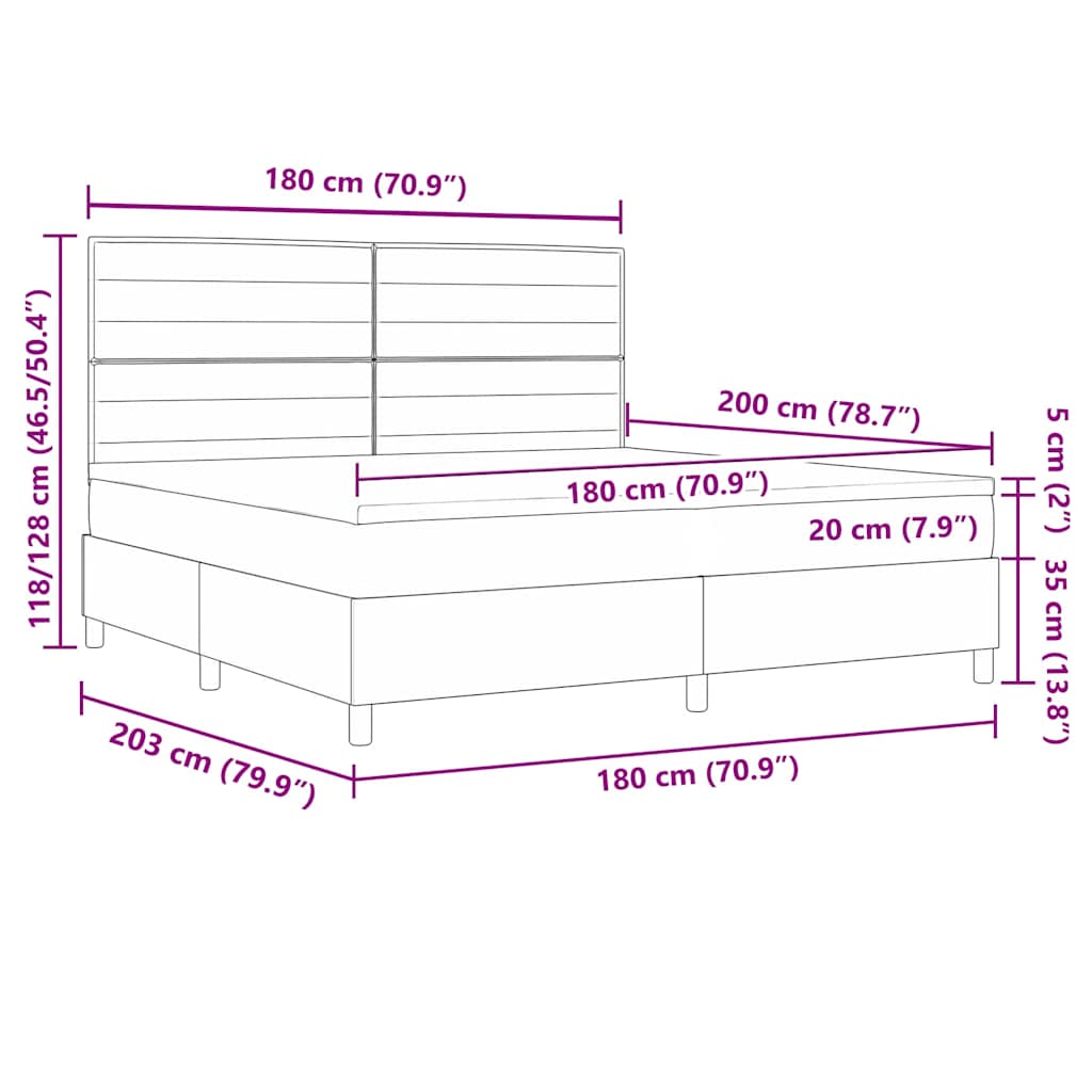LED Box Spring Krevet s madracem Plava 180 x 200 cm tkanina