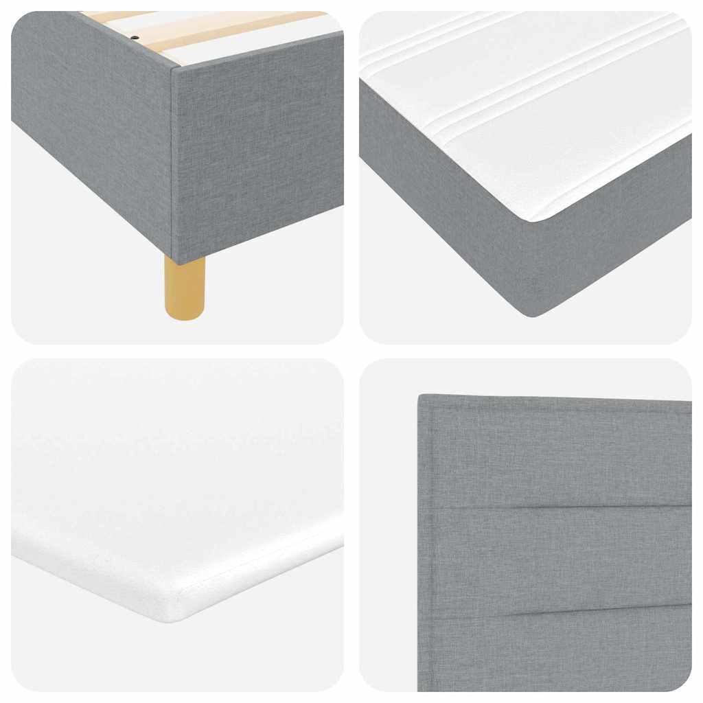 LED Box Spring Krevet Svijetlo siva 200 x 200 cm tkanina