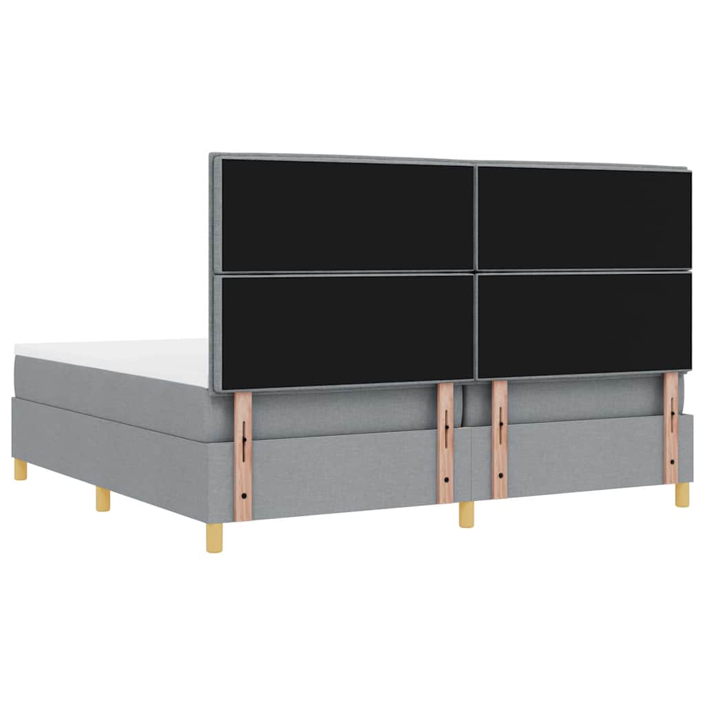 LED Box Spring Krevet Svijetlo siva 200 x 200 cm tkanina