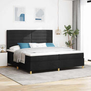 LED Box Spring Krevet s madracem Crna 200 x 200 cm tkanina