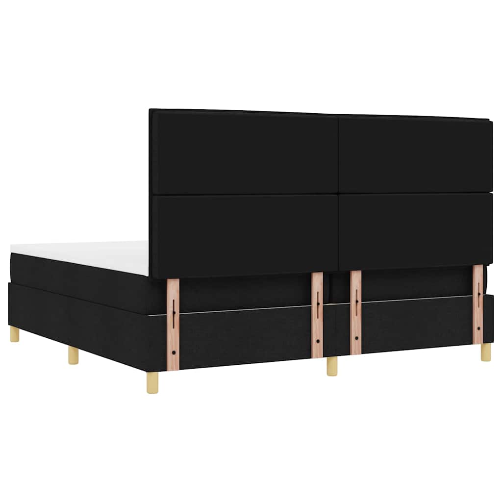 LED Box Spring Krevet s madracem Crna 200 x 200 cm tkanina