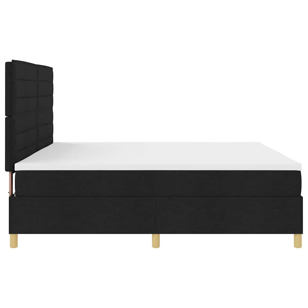 LED Box Spring Krevet s madracem Crna 200 x 200 cm tkanina