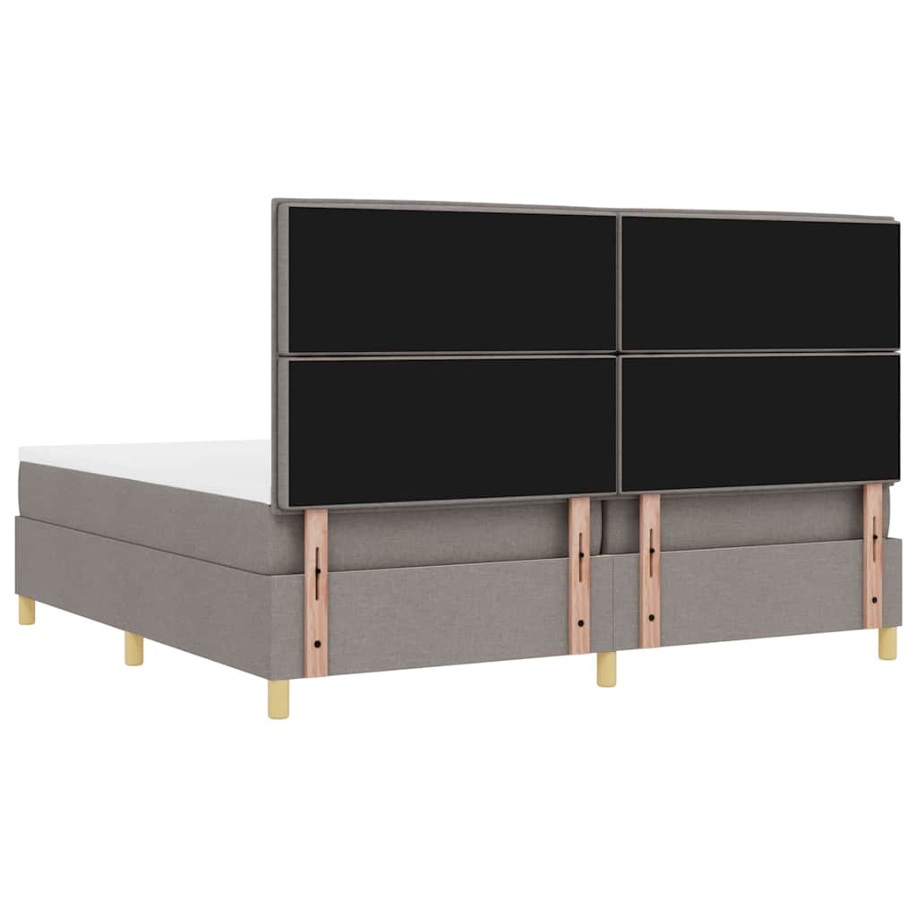 LED Box Spring Krevet Sivo-smeđa 200 x 200 cm tkanina