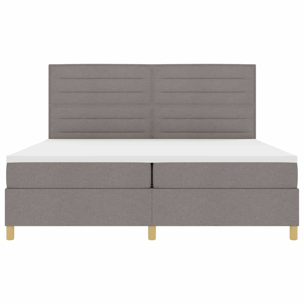 LED Box Spring Krevet Sivo-smeđa 200 x 200 cm tkanina