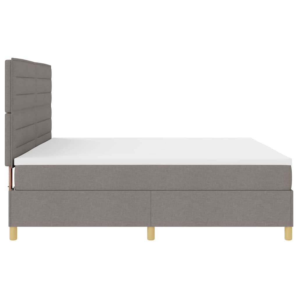 LED Box Spring Krevet Sivo-smeđa 200 x 200 cm tkanina