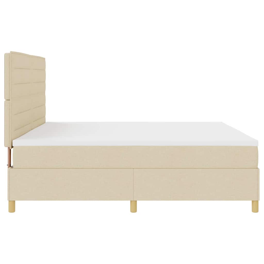 LED Box Spring Krevet s madracem Krema 200 x 200 cm tkanina