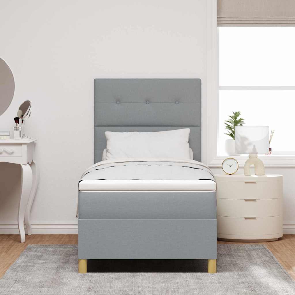 LED Box Spring Krevet Svijetlo siva 80 x 200 cm tkanina