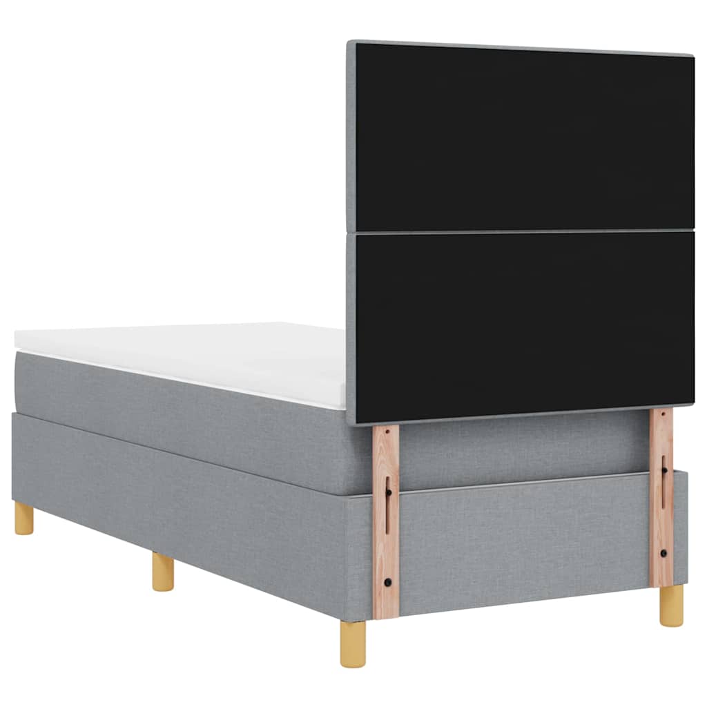 LED Box Spring Krevet Svijetlo siva 90 x 190 cm tkanina