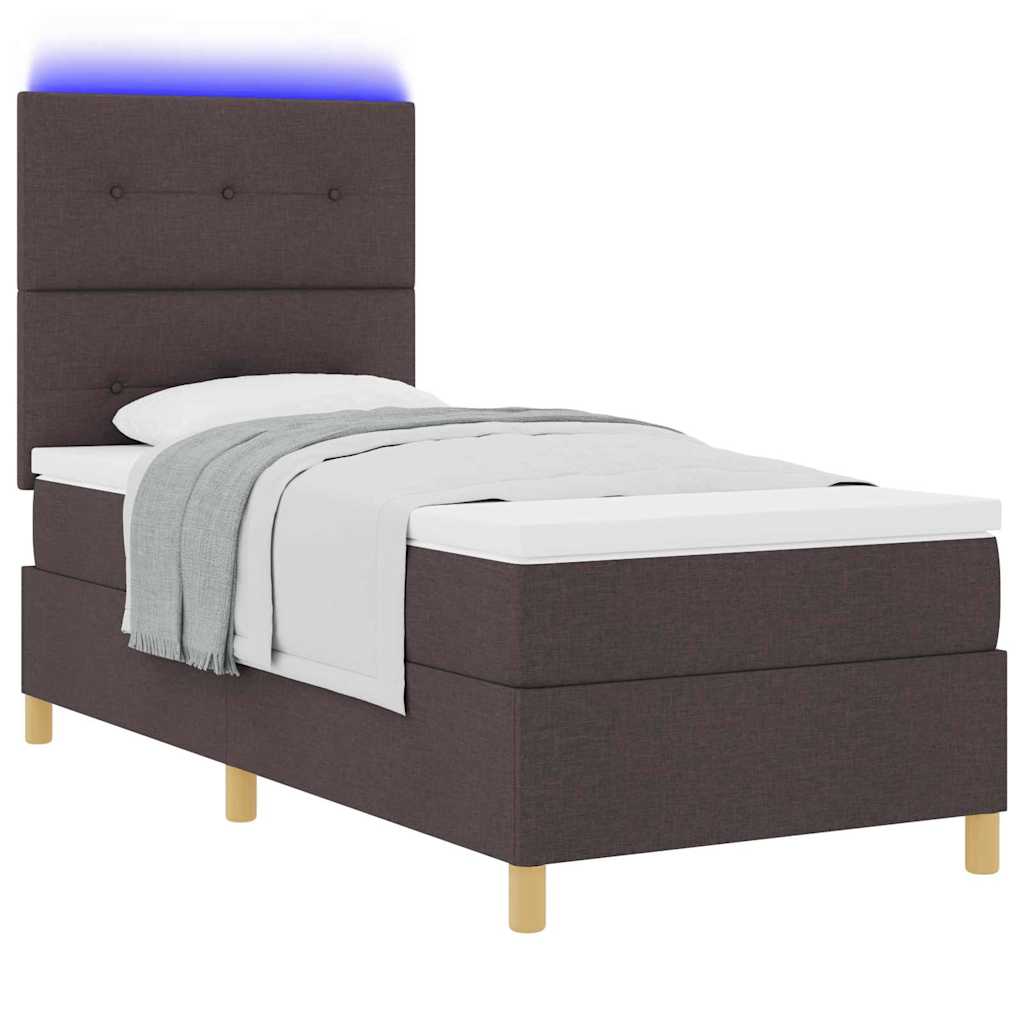 LED Box Spring Krevet Tamno smeđa 90 x 190 cm tkanina