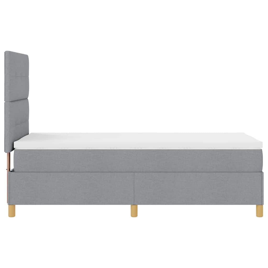 LED Box Spring Krevet Svijetlo siva 90 x 200 cm tkanina