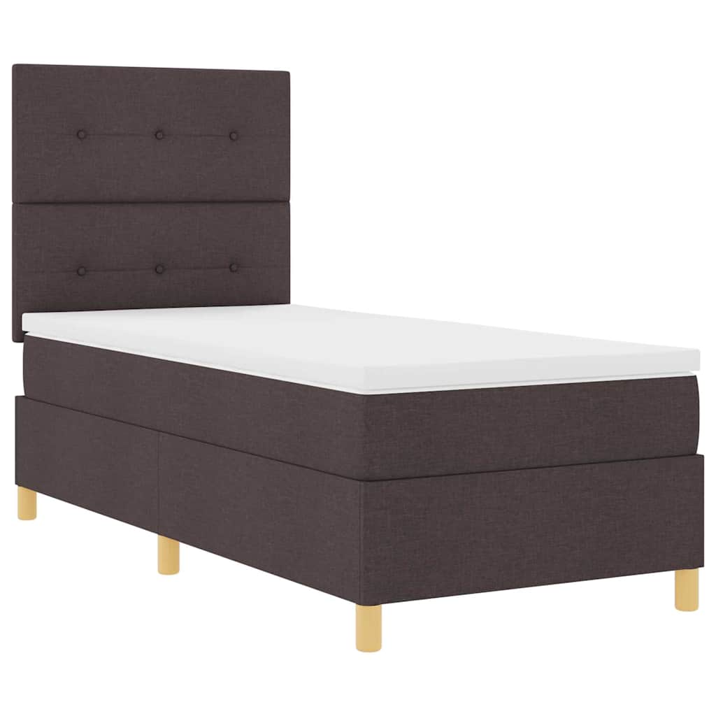 LED Box Spring Krevet Tamno smeđa 90 x 200 cm tkanina