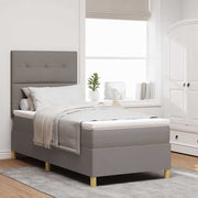 LED Box Spring Krevet Sivo-smeđa 90 x 200 cm tkanina