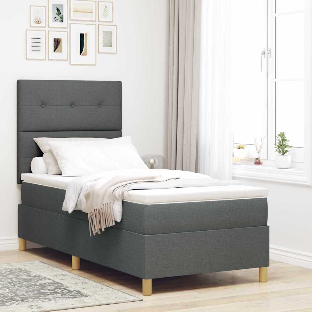 LED Box Spring Krevet Tamno siva 100 x 200 cm tkanina