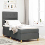 LED Box Spring Krevet Tamno siva 100 x 200 cm tkanina