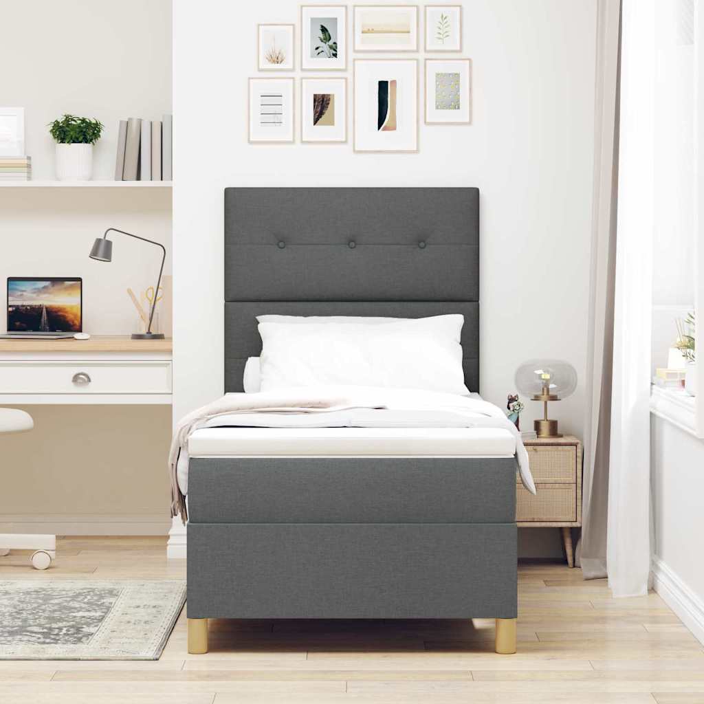 LED Box Spring Krevet Tamno siva 100 x 200 cm tkanina