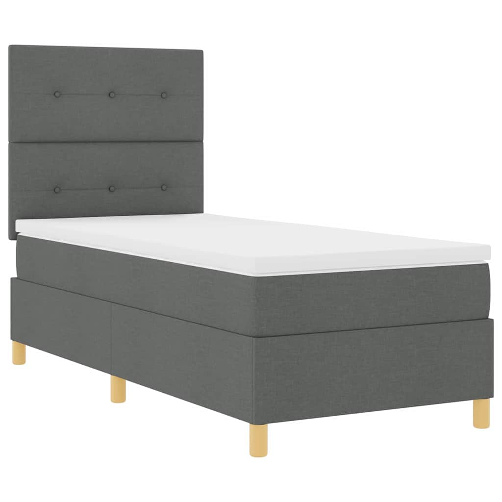 LED Box Spring Krevet Tamno siva 100 x 200 cm tkanina