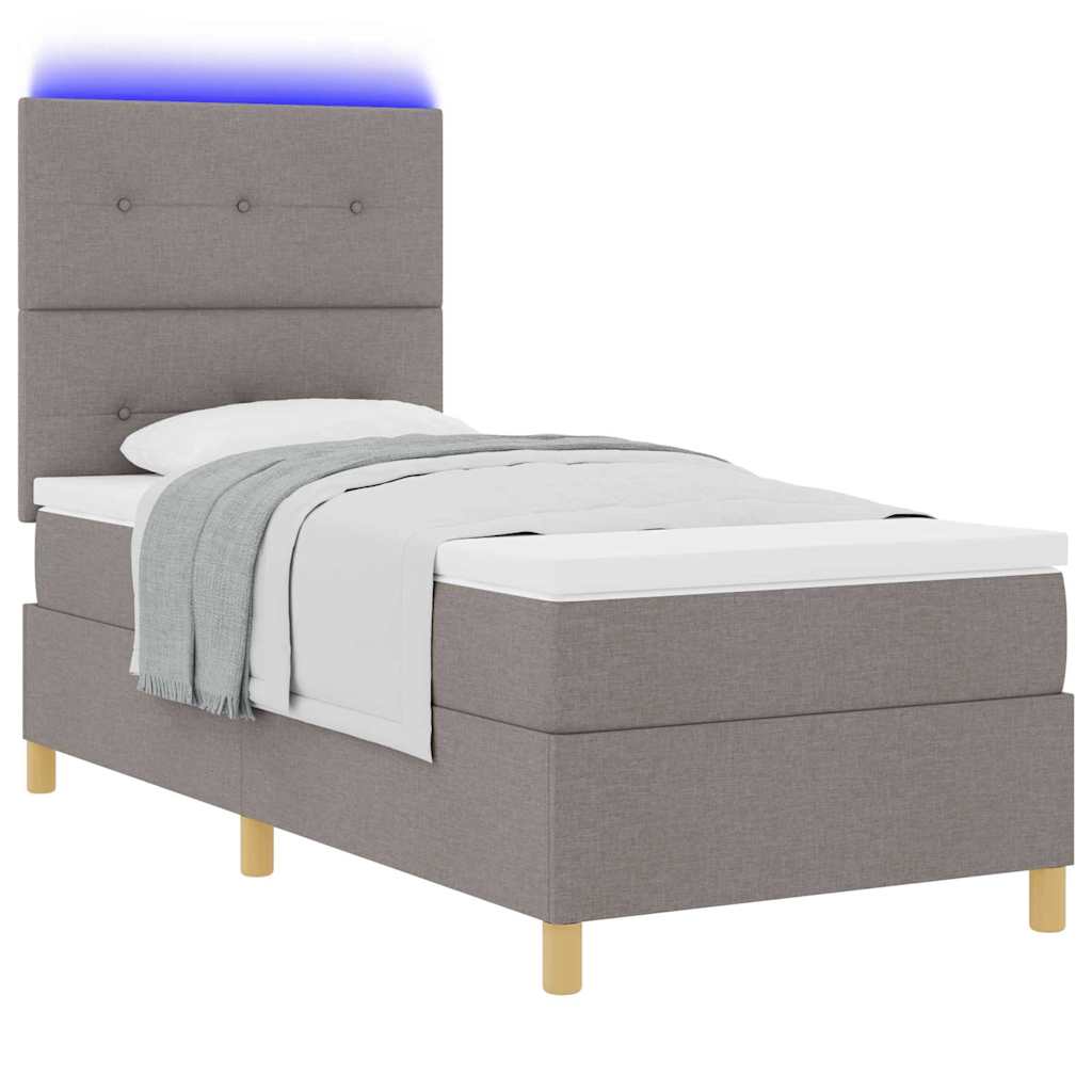 LED Box Spring Krevet Sivo-smeđa 100 x 200 cm tkanina
