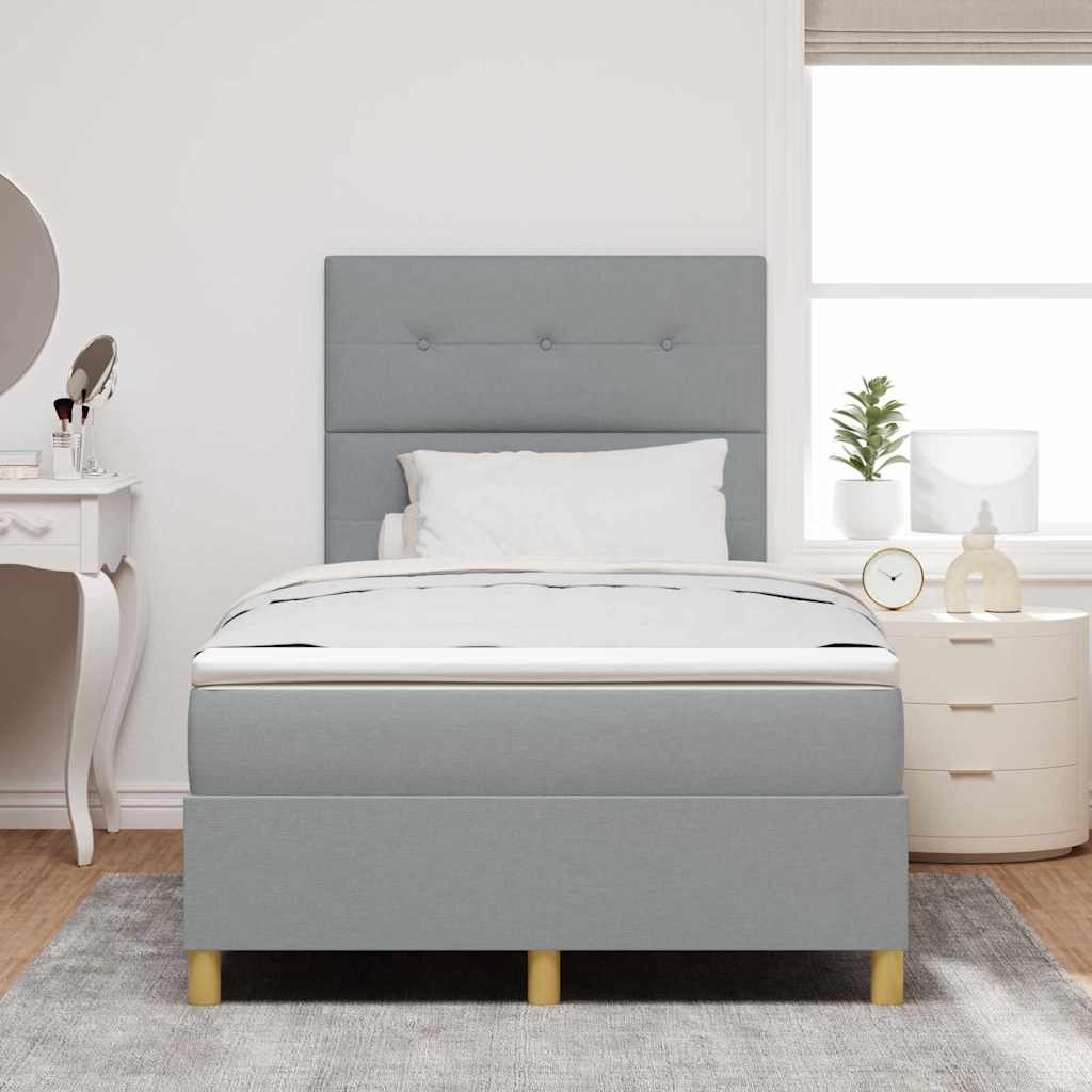 LED Box Spring Krevet Svijetlo siva 120 x 200 cm tkanina