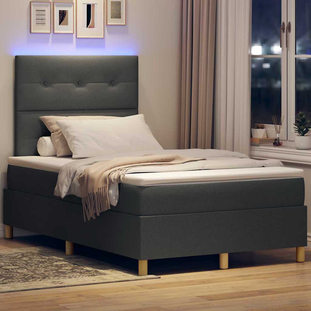LED Box Spring Krevet Tamno siva 120 x 200 cm tkanina
