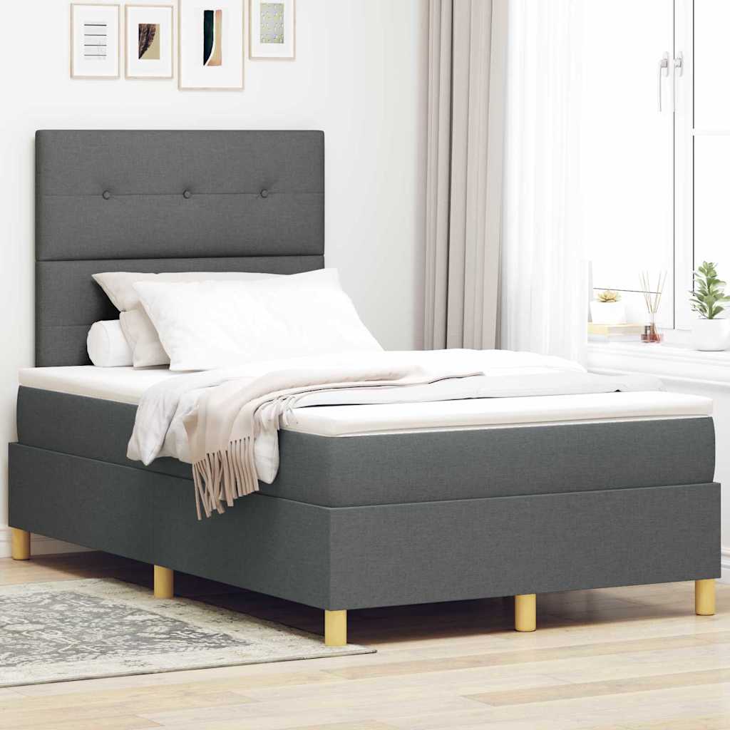 LED Box Spring Krevet Tamno siva 120 x 200 cm tkanina
